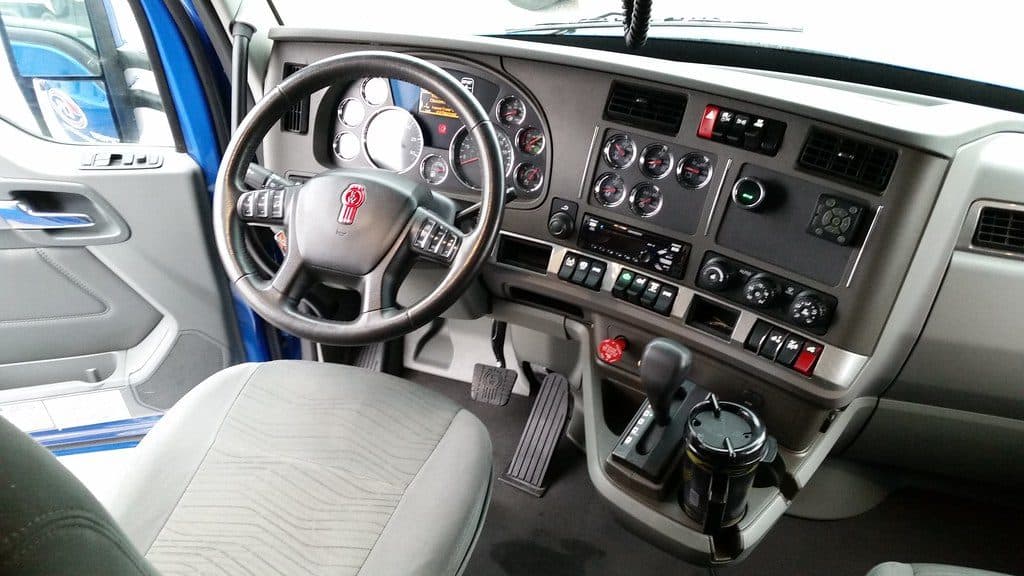 Heavy truck cab interior and dashboard